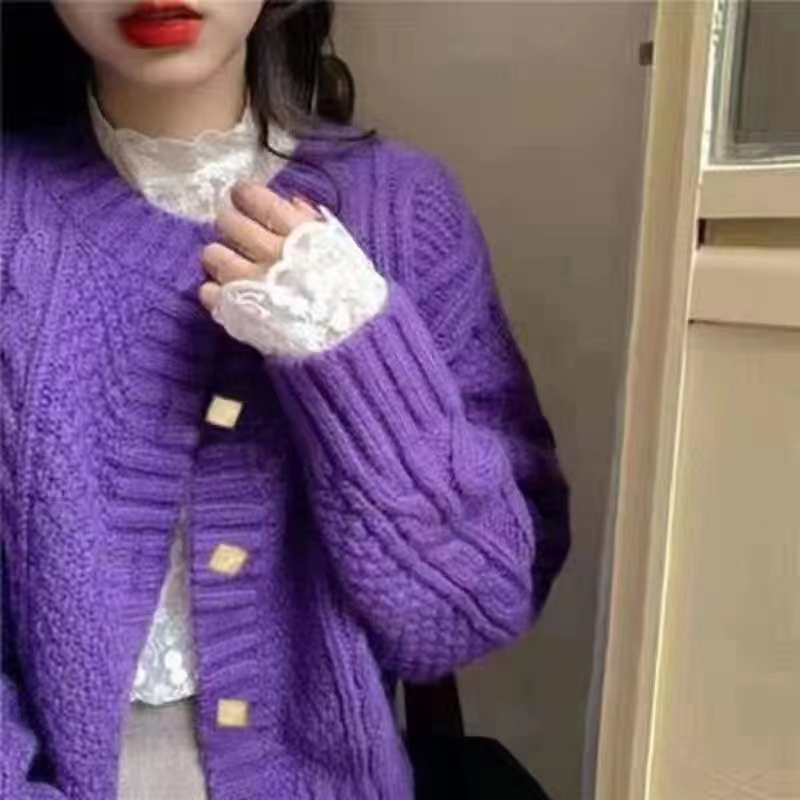 Gentle knitted cardigan cable sweater coat 11