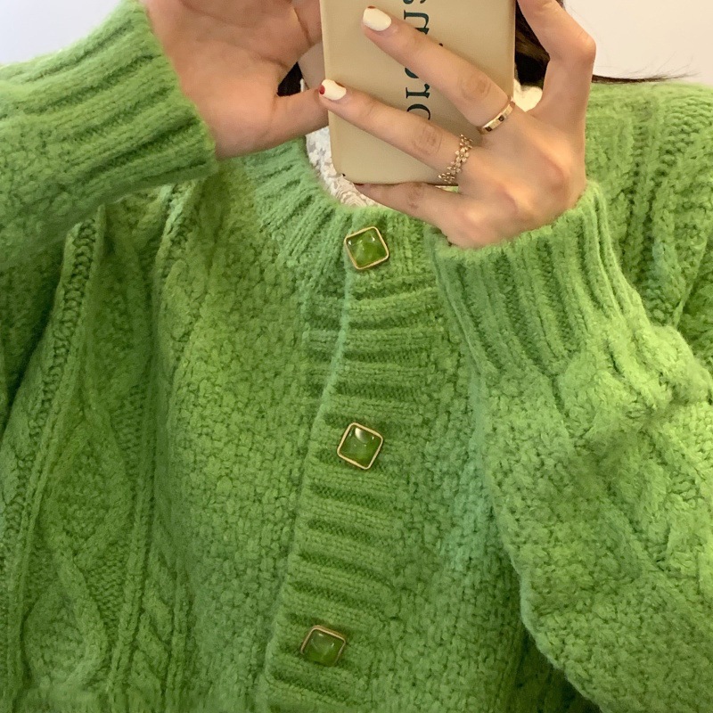 Gentle knitted cardigan cable sweater coat 11