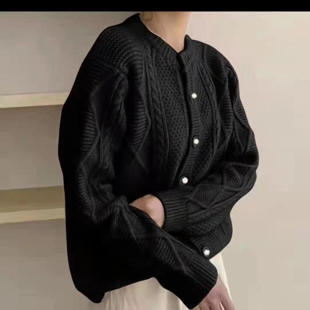 Gentle knitted cardigan cable sweater coat 11
