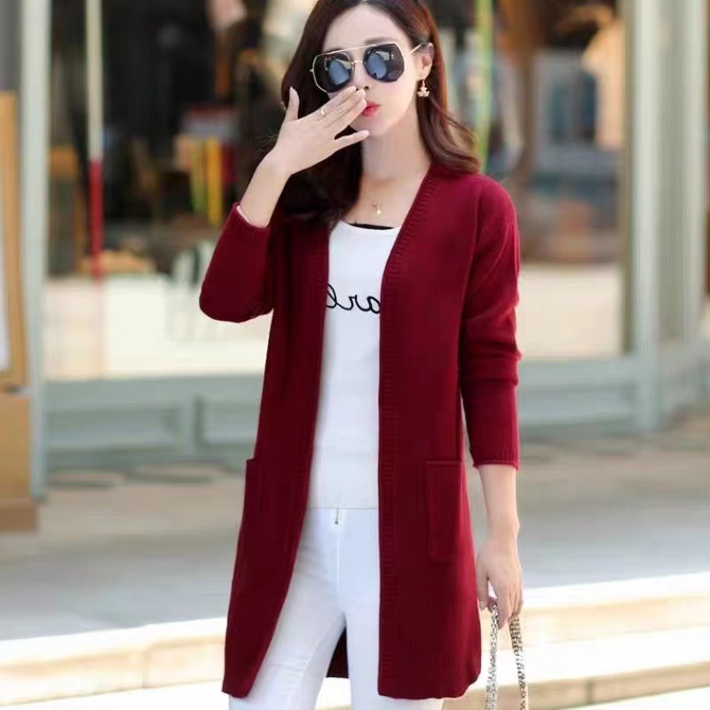 Knitted cardigan mid-length loose shawl outerwear 14