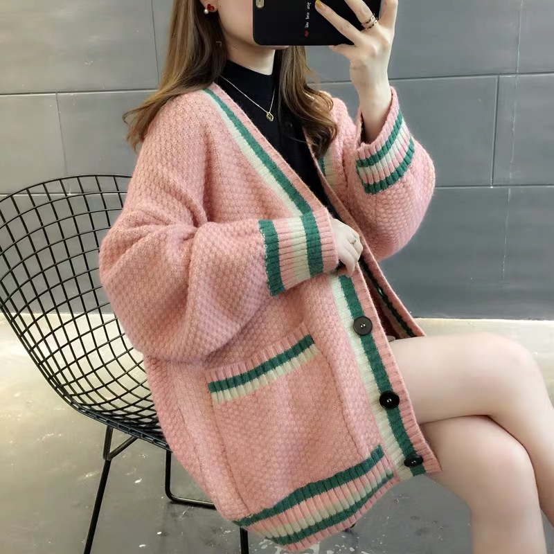 Loose Temperament Striped Contrast Thickened Jacket 13