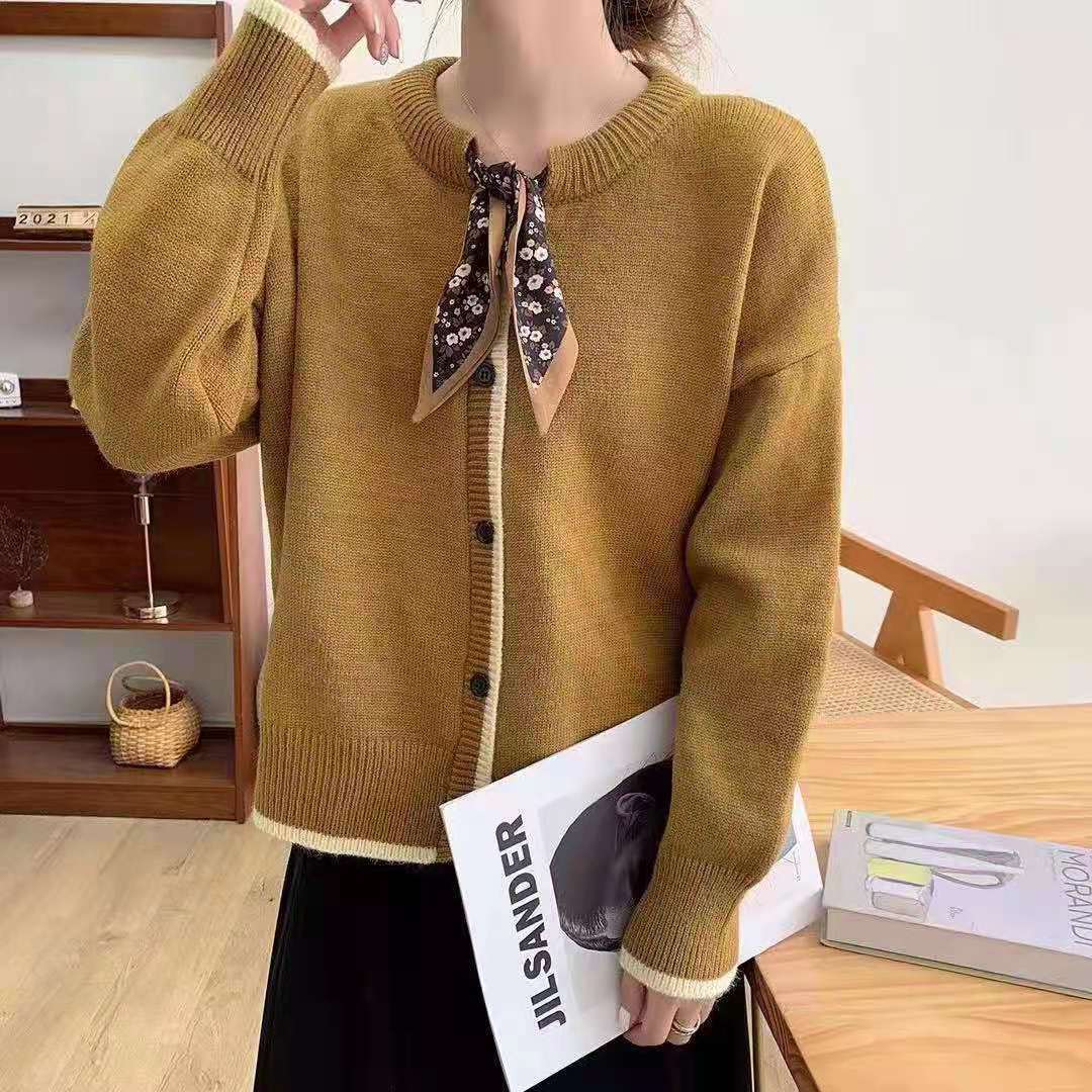 New autumn simple retro sweater cardigan 1
