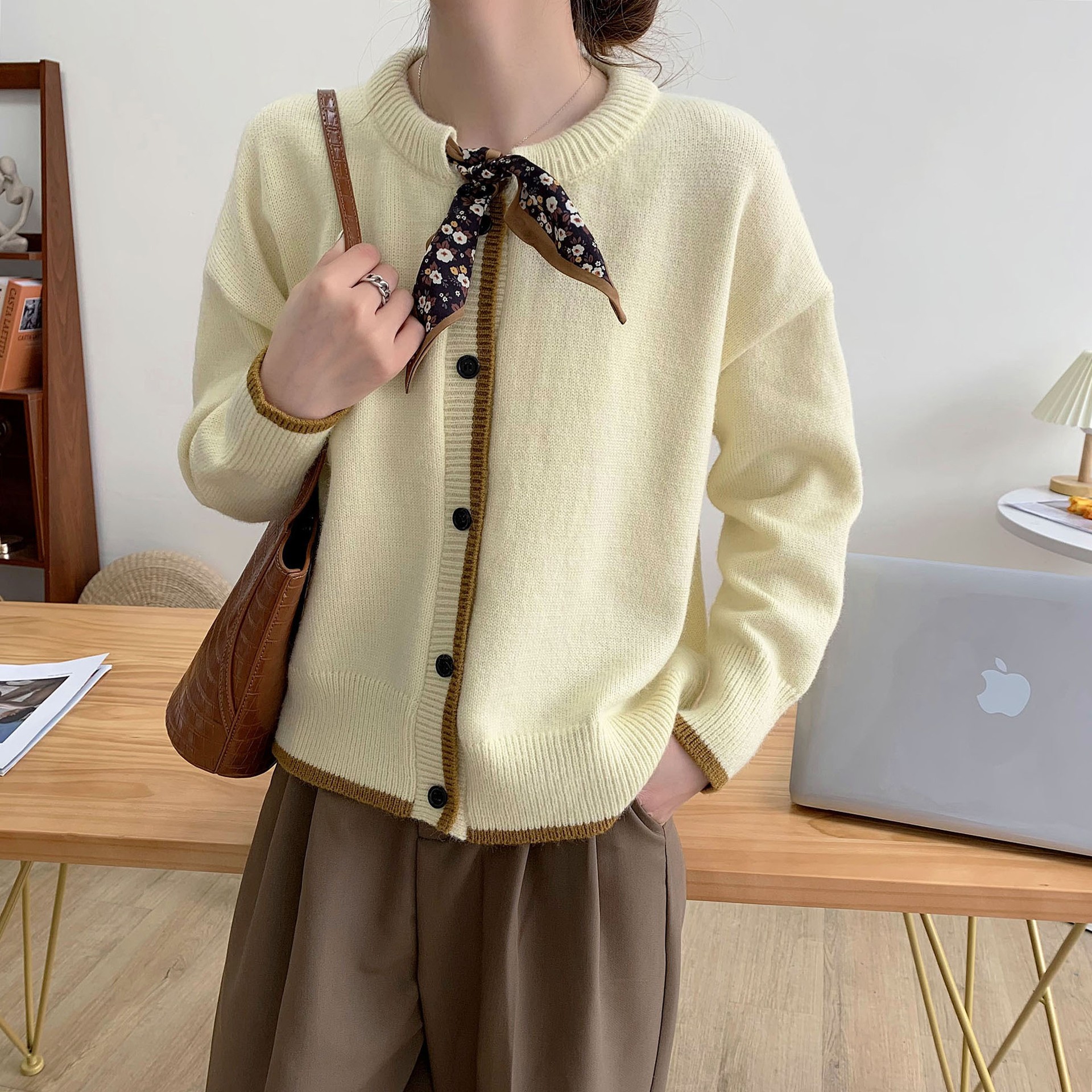 New autumn simple retro sweater cardigan 1