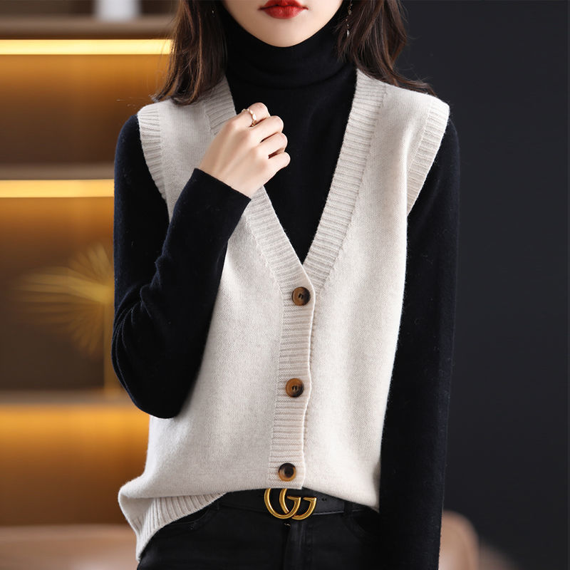 Slim Fit Simple Loose Solid Color Knitted Cardigan Vest 19