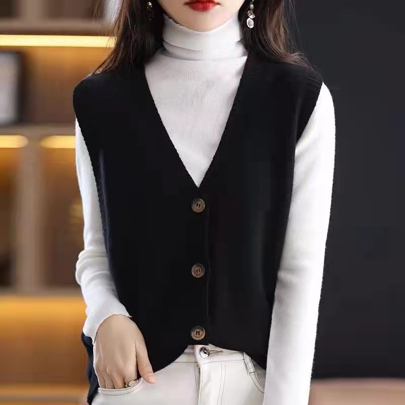 Slim Fit Simple Loose Solid Color Knitted Cardigan Vest 19