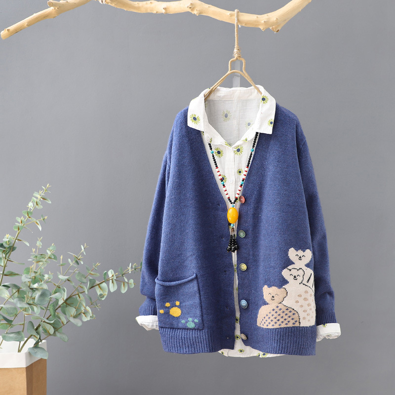 Spring and autumn temperament women's knitted cardigan 4 01