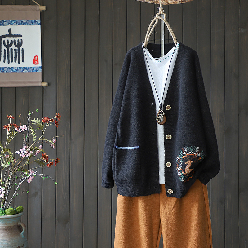 Spring and autumn thin knitted cardigan sweater 2