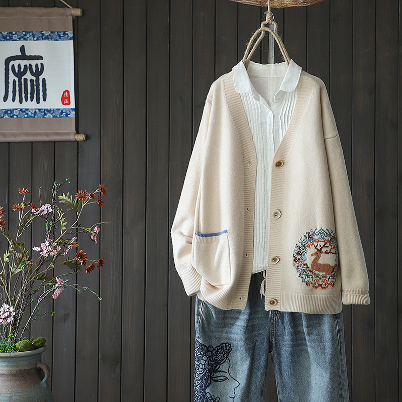 Spring and autumn thin knitted cardigan sweater 2