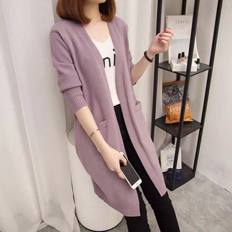 Sweater Jacket Solid Color Knitted Cardigan 8