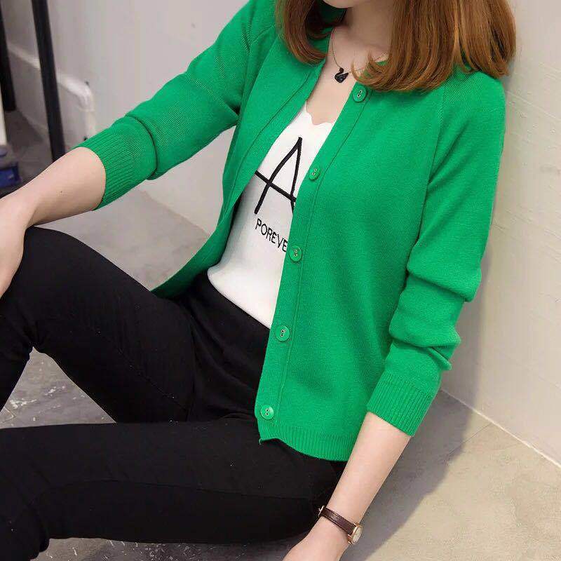 Thin candy color crew neck loose sweater 38