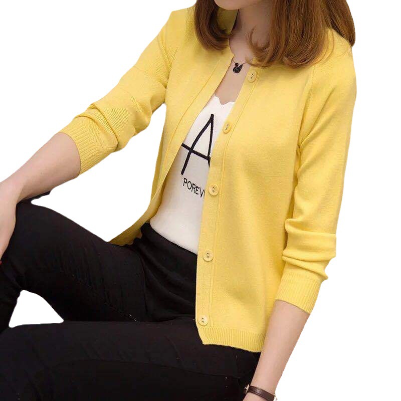 Thin candy color crew neck loose sweater 38