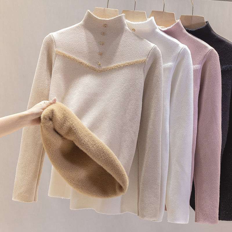 Women's half turtleneck loose sweater knitted bottoming shirt 29 01
