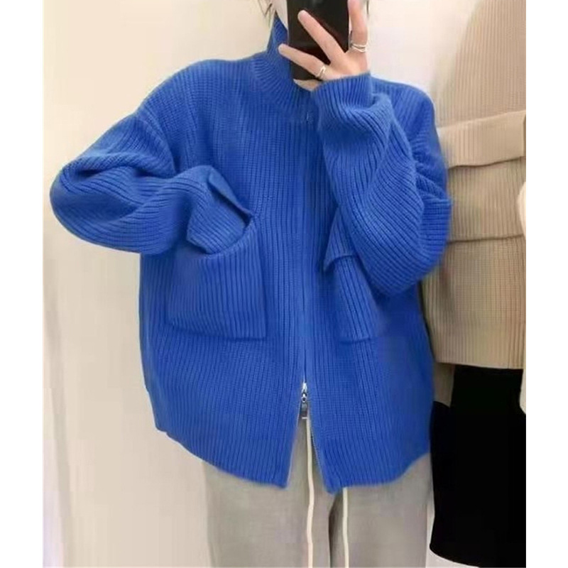 Hooded knitted cardigan thick lazy style jacket 53 02