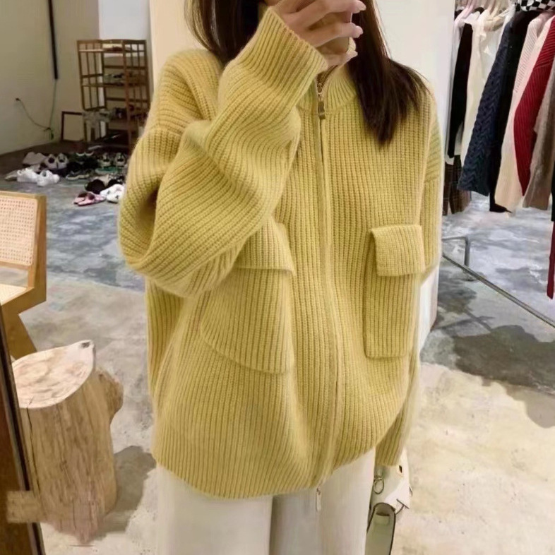 Hooded knitted cardigan thick lazy style jacket 53